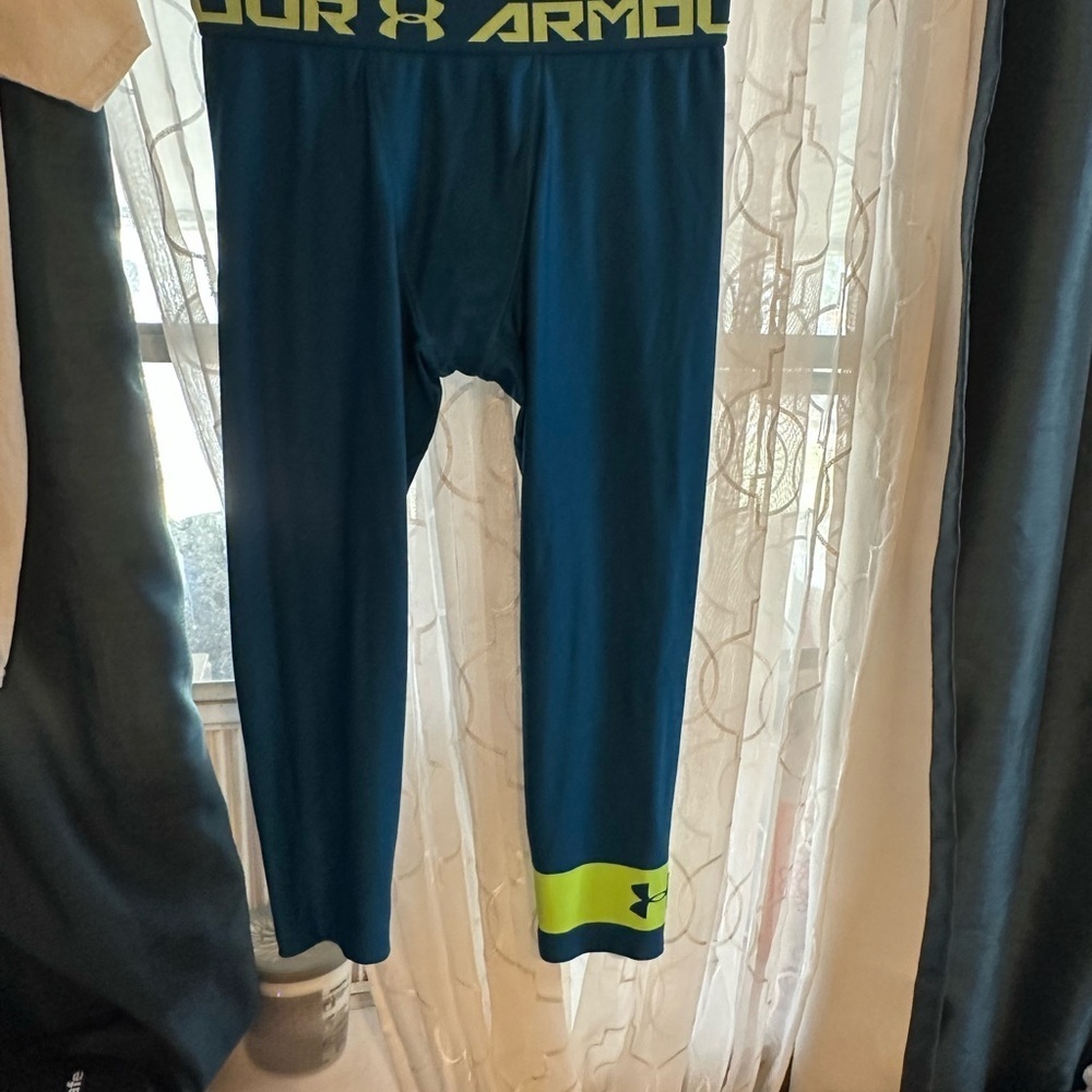 Under Armour Kids Teal and Neon Yellow Heat Gear